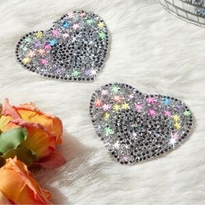 Sparkling Rhinestone Heart Pasties, Nipple Covers, NEW